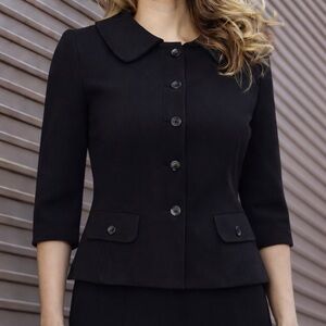 Ann Taylor Button Front Pockets 3/4 Sleeve Work Blazer 2
